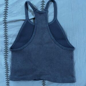 Stylish Blue Ribbed Tank Top